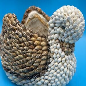 Vintage Shell Art duck goose Swan Folk Art bird Figurine/ Planter